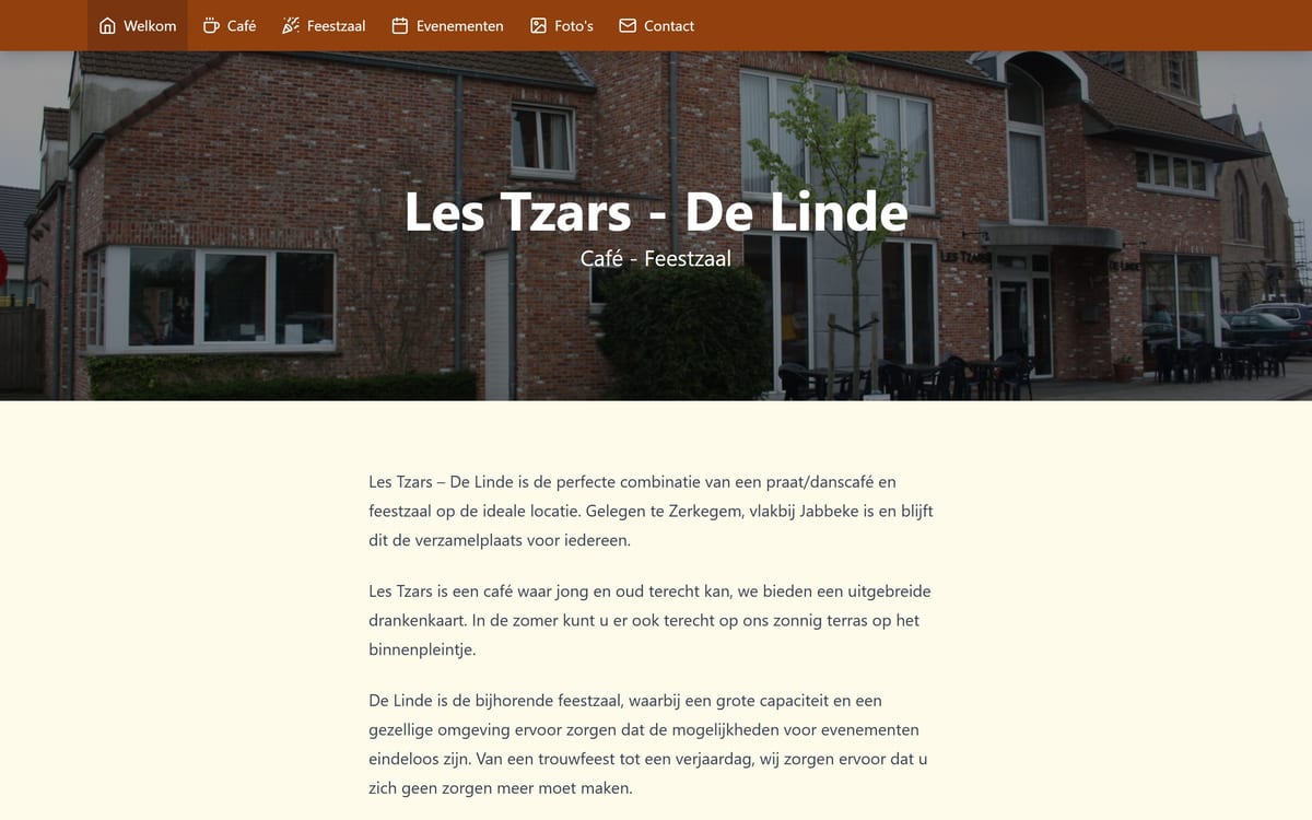 Les Tzars – De Linde — Horeca · Restaurant, website op maat gebouwd door Covents Solutions (2024)